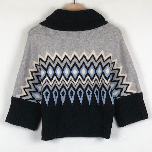 KINROSS Wool Cashmere Geometric Cardigan Sweater Women's XS Navy Gray 3/4 Sleeve - Picture 4 of 9